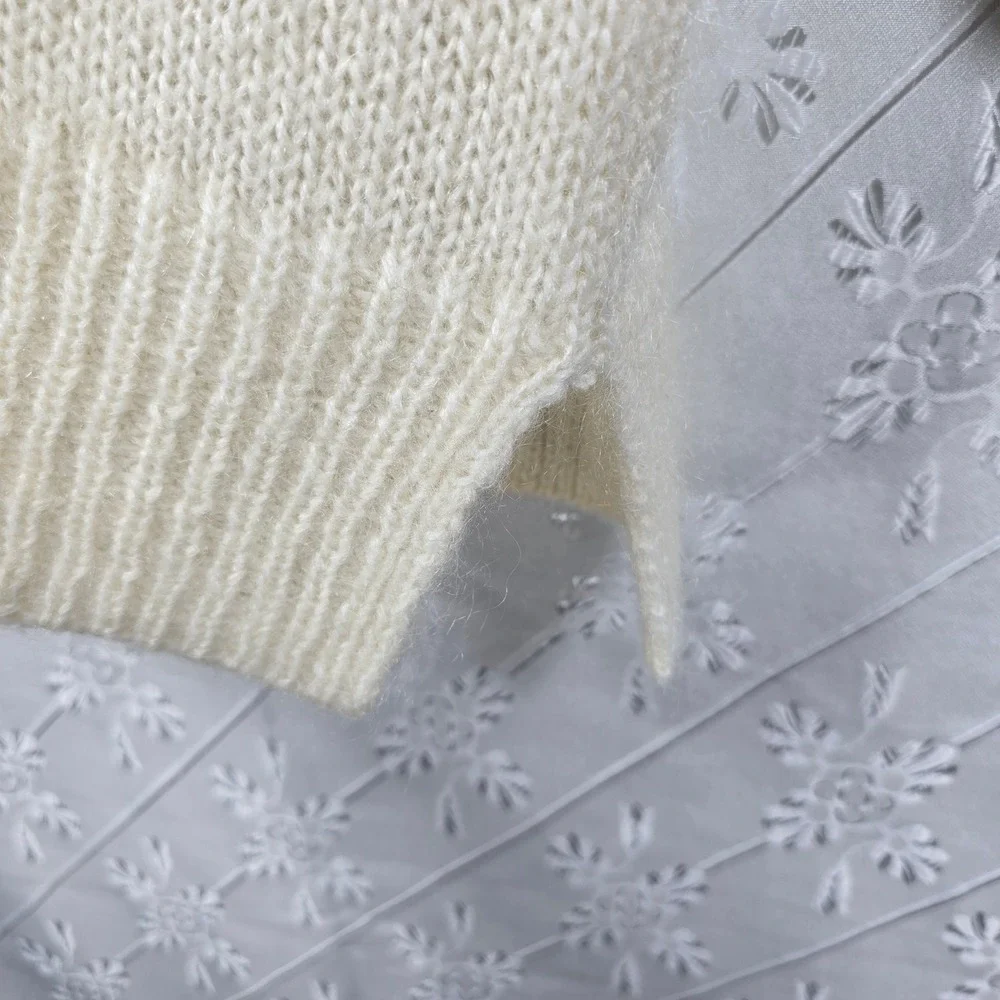 Vintage Jacqueline‎ Ferrar Sweater Women's Large Ivory Mohair Blend Turtleneck